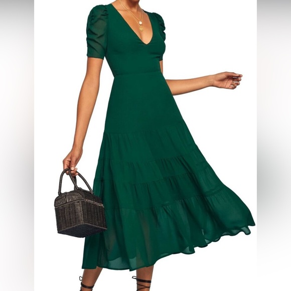 reformation cosa midi dress Reformation Cosa Midi Dress Emerald green size 4